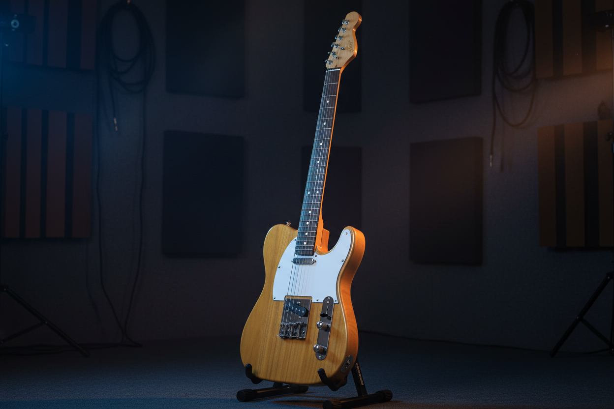 Guitarra Eléctrica Tele Natural JMT EGTV10 en estudio profesional